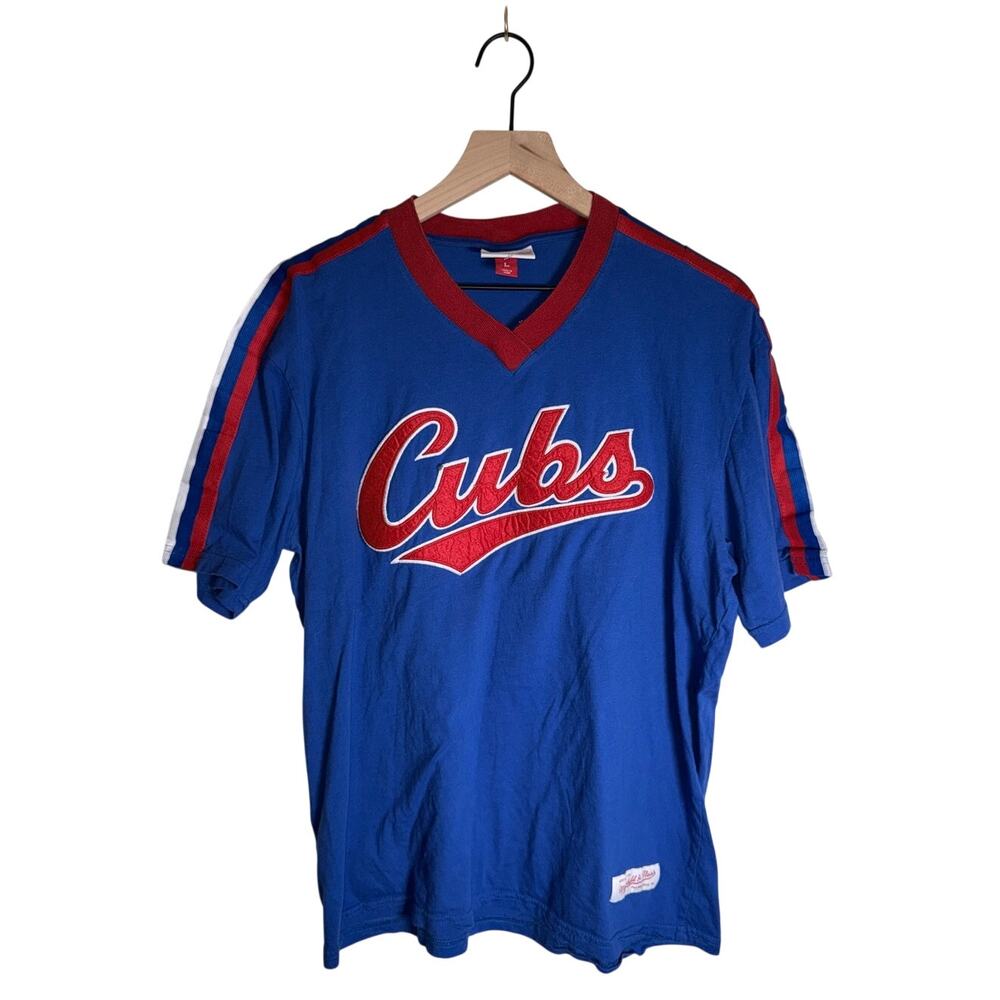 CHICAGO CUBS Mitchell Ness Nostalgia Co 1980s cotton athletic baseball jersey L